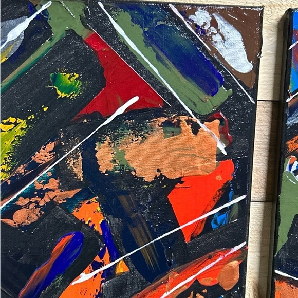 Original Acrylic Painting 2 Canvases Titled Eclectic Motion Colorful Wall Art - Picture 4 of 11